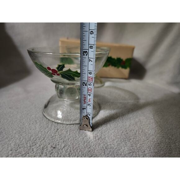 Vintage 1981 Avon Holiday Hostess Collection Candlestick Holder Candy Dish Holly - Picture 8 of 11